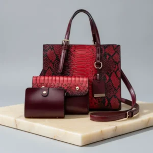 KingTo Women's Crocodile Pattern Satchel, 3 Pieces