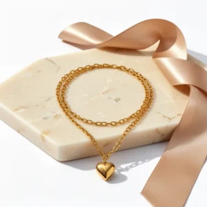 CLASSYZINT Gold-Tone Heart Pendant Necklace for Women