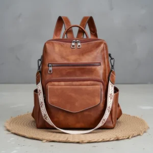 WYFJNX PU Leather Medium Backpack