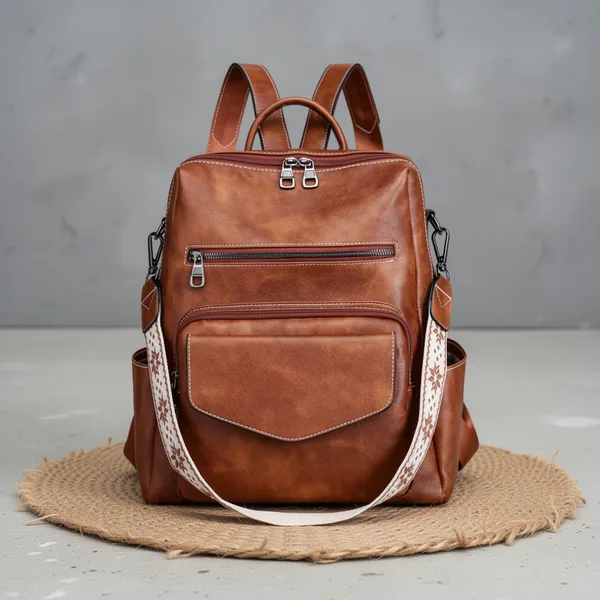 WYFJNX PU Leather Medium Backpack