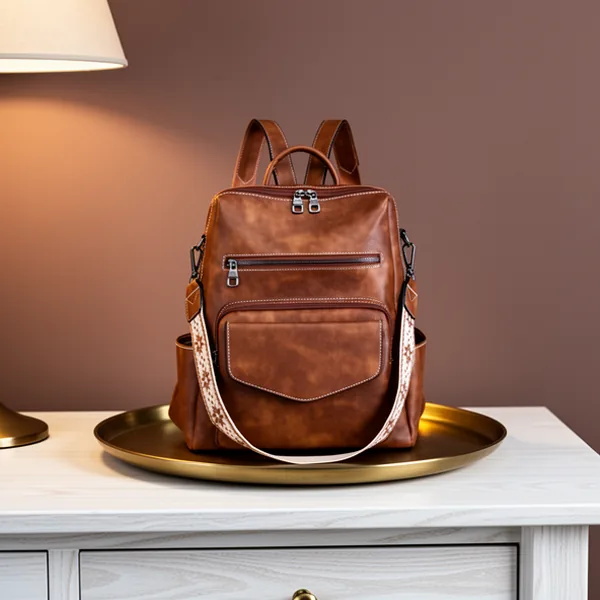 WYFJNX PU Leather Medium Backpack