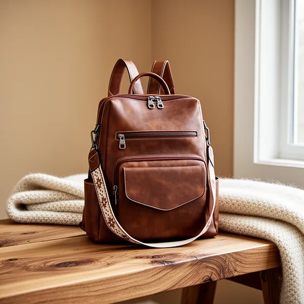 WYFJNX PU Leather Medium Backpack
