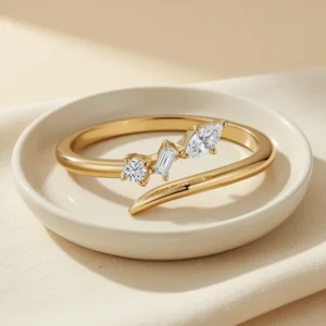 TIGRADE 14k Gold Plated Open Rings