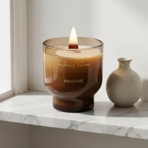 M&SENSE Natural Soy Wax Jar Candle with Wooden Wick, 9.9 oz