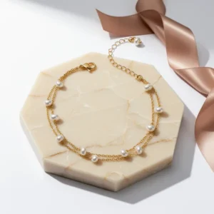Gold-Tone Pearl Bracelets for Women