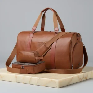 Leather Duffle Bag for Travel, 3 Pieces