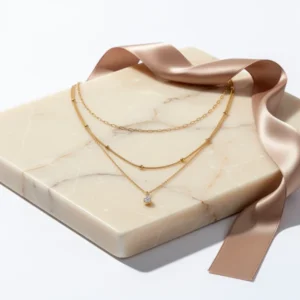 Kakonia 14K Gold Plated Layered Necklaces for Women, 3 Pieces