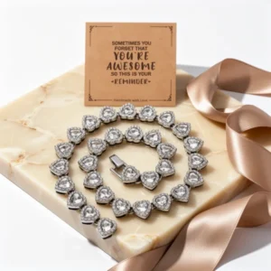 fasone Rhinestone Hearts Necklace