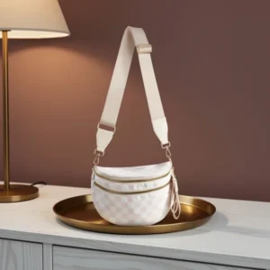 FEIBOON Spacious Checkered Nylon Crossbody Bag