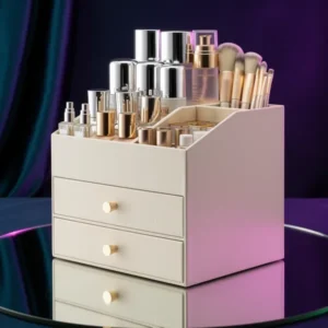 VLANDO 3-Layer Makeup Organizer, Beige