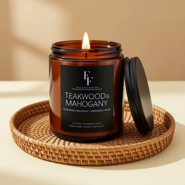 Teakwood & Mahogany Candle, 7 oz