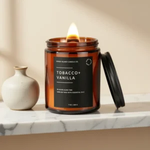Tobacco Vanilla Wood Wick Candle for Men