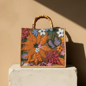 Sister Amy Elegant Sequin-Embroidered Woven Tote Bag