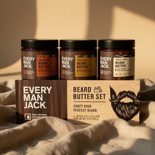 Every Man Jack Beard Softening Butter Gift Set for Men, 3-Pack