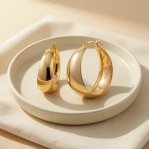Senteria 12mm Wide Thick Sterling Silver Hoop Earrings