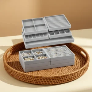 Cinnvoice Stackable Jewelry Organizer, 10-Pack, Gray