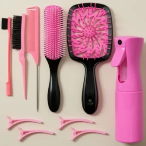 Hair Brush, 11 Pieces, Pink