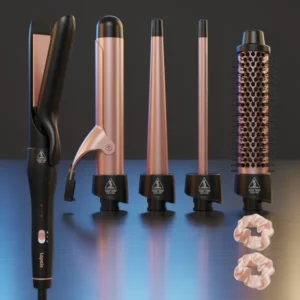 Lopeie 5 in 1 Curling Iron with Thermal Brush