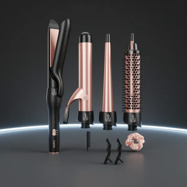 Lopeie 5 in 1 Curling Iron with Thermal Brush