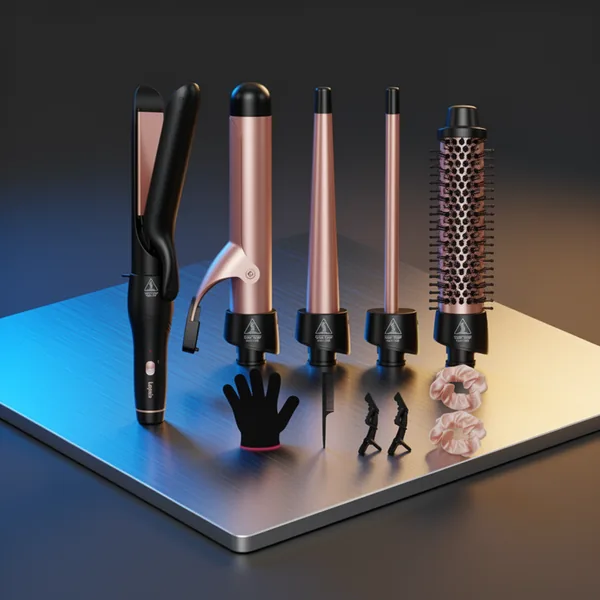 Lopeie 5 in 1 Curling Iron with Thermal Brush