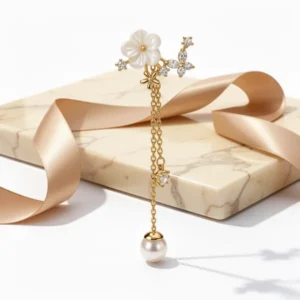 Dangle Pearl Drop Gold-Tone Earrings for Women
