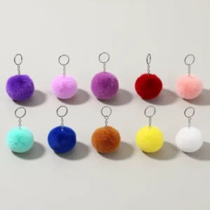 BetterJonny Colorful Poms Keychains, 50 Pieces