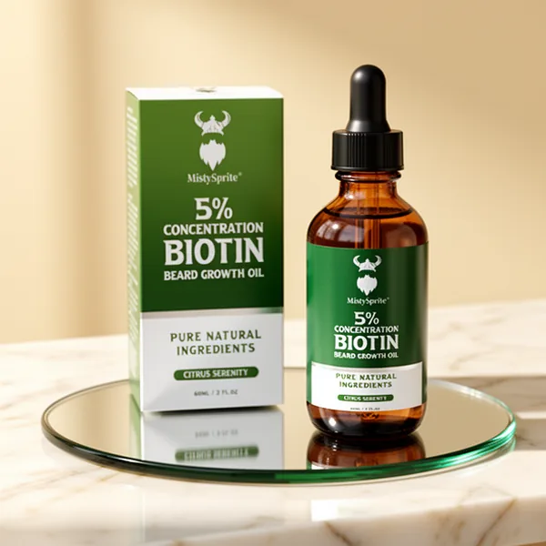 MistySprite Men's Beard Growth Oil 5% Biotin Citrus Serenity Scent, 2 oz, 10-Pack