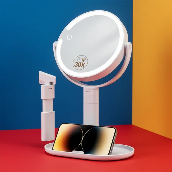 MOMOKUBA Makeup Mirror with Lights, White