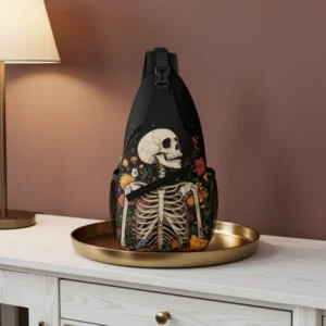 SUPLUCHOM Sling Bag Skeleton Flower Skull