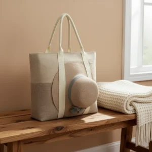 Large Beach Tote Bag with Zipper