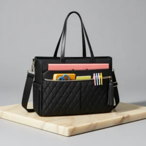 RAINSMORE Laptop Bag for Women, 15.6-Inch, Black