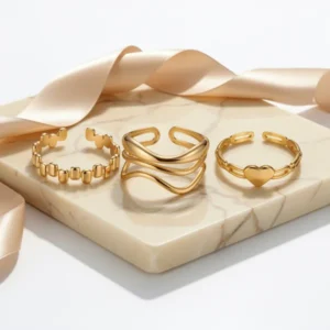 BETTY&SARAH Gold-Tone Rings for Women, 9 Pieces