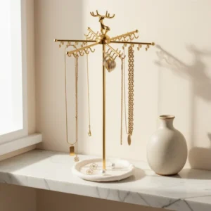 Necklace Holder Jewelry Stand, Gold Tone
