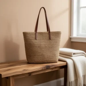 Womens Large Straw Beach Tote Bag
