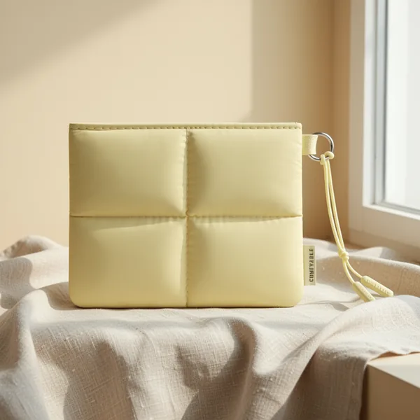 Comfyable Cute Puffy Coin Purse, Yellow