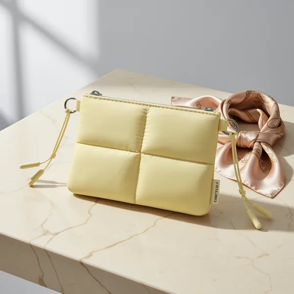 Comfyable Cute Puffy Coin Purse, Yellow