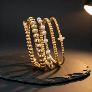 Yoosteel Gold-Tone Beaded Bracelets for Women
