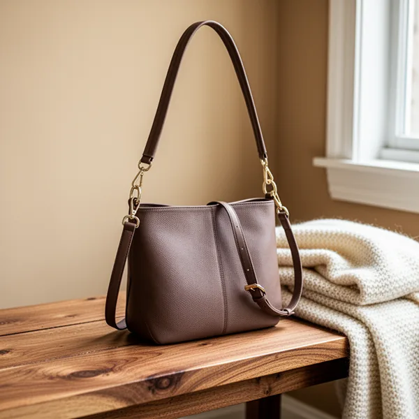 Kattee Leather Crossbody Purse, Khaki