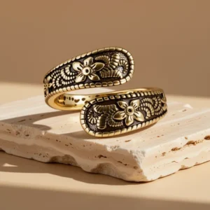 Vintage 14K Gold Plated and Silver-Tone Spoon Ring