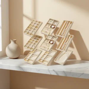 Stackable Jewelry Organizer, 9-Pack, Beige