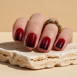 CurvLife Short Square Burgundy Press on Nails