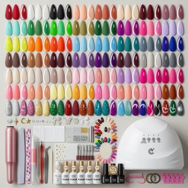 PEACECOLOR Gel Nail Kit with U V Light, 83 Pieces