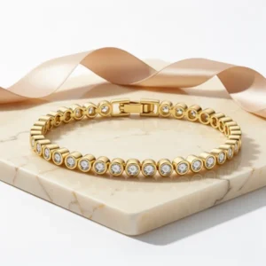 Yoosteel 14K-Gold-Plated/White-Gold-Plated Tennis Bracelet for Women