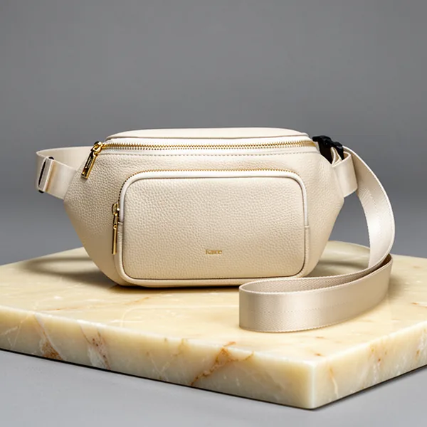 Kattee Fanny Pack Leather Crossbody Belt, Beige