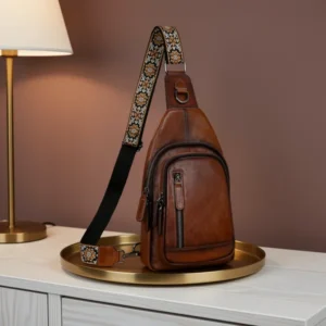HESHE Leather Sling Bag for Women