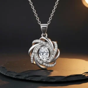 Sterling Silver Oval Necklace for Women