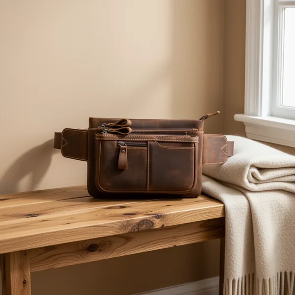 NIUCUNZH Genuine Leather Fanny Pack for Men