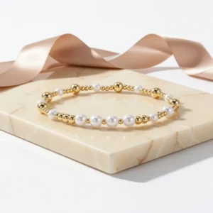Trendy 14K Gold Plated Pearl Beaded Stack Bracelets