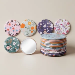 Briwooody Retro Floral Compact Mirrors, 20 Pieces