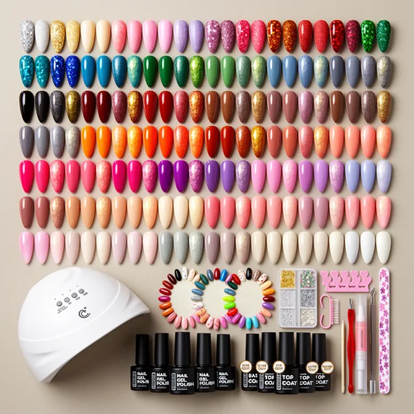 COSCELIA Gel Nail Kit with U V Light, 73 Pieces